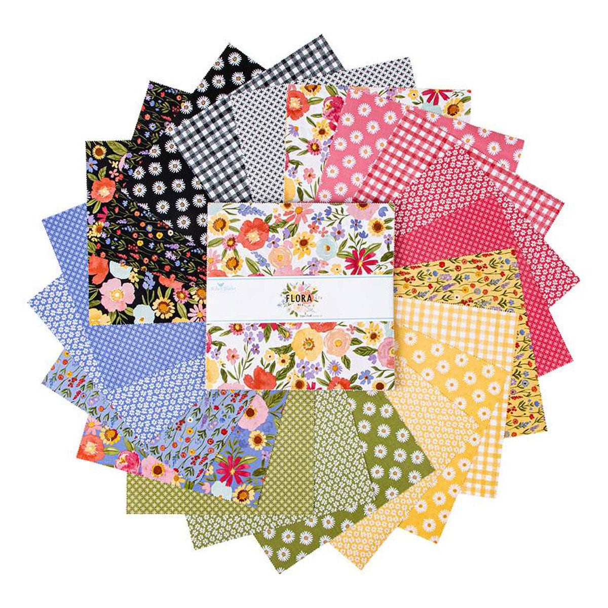 Flora No 6 10" Stacker, Riley Blake 10-14460-42, Spring Watercolor Floral Quilt Fabric Squares, Echo Park Paper Co