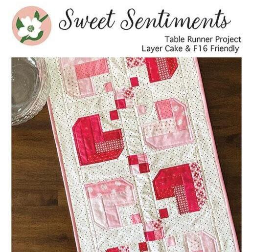 Sweet Sentiments Table Runner Quilt Pattern, Branch and Blume BNB2301, Valentines Day Hearts Table Topper Runner Quilt Pattern, Chrissy Lux