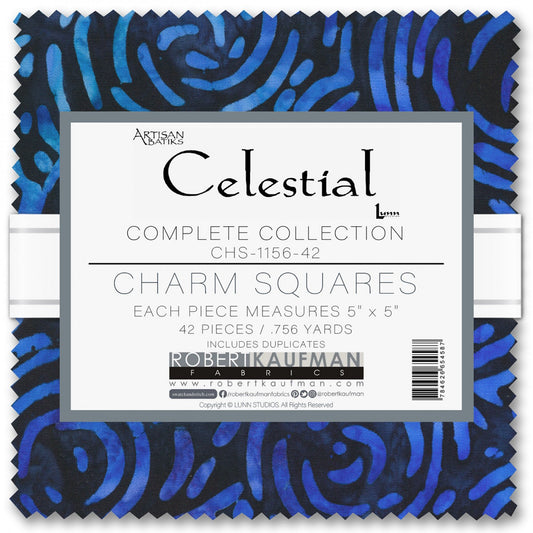 Celestial Batik Charm Squares, Robert Kaufman CHS-1156-42, Artisan Batiks Sun Stars Earth Charm Pack Fabric, 5" Inch Precut Fabric