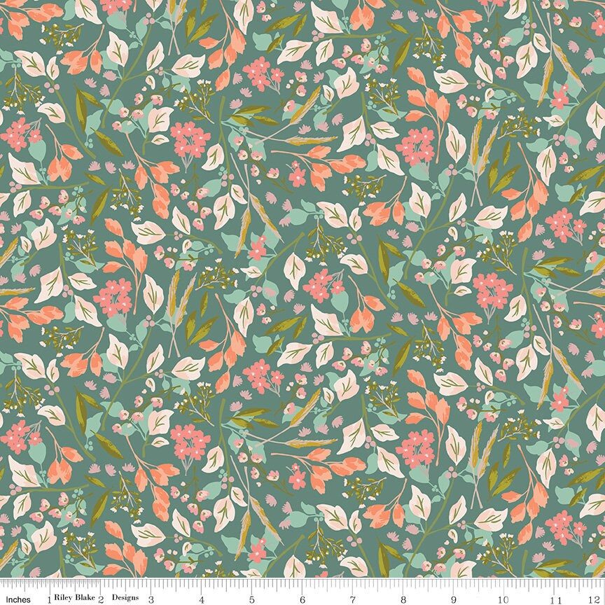 Blossom Lane 5" Stacker, Riley Blake 5-14000-42, Floral Home Precut Quilt Fabric Squares, Katherine Lenius