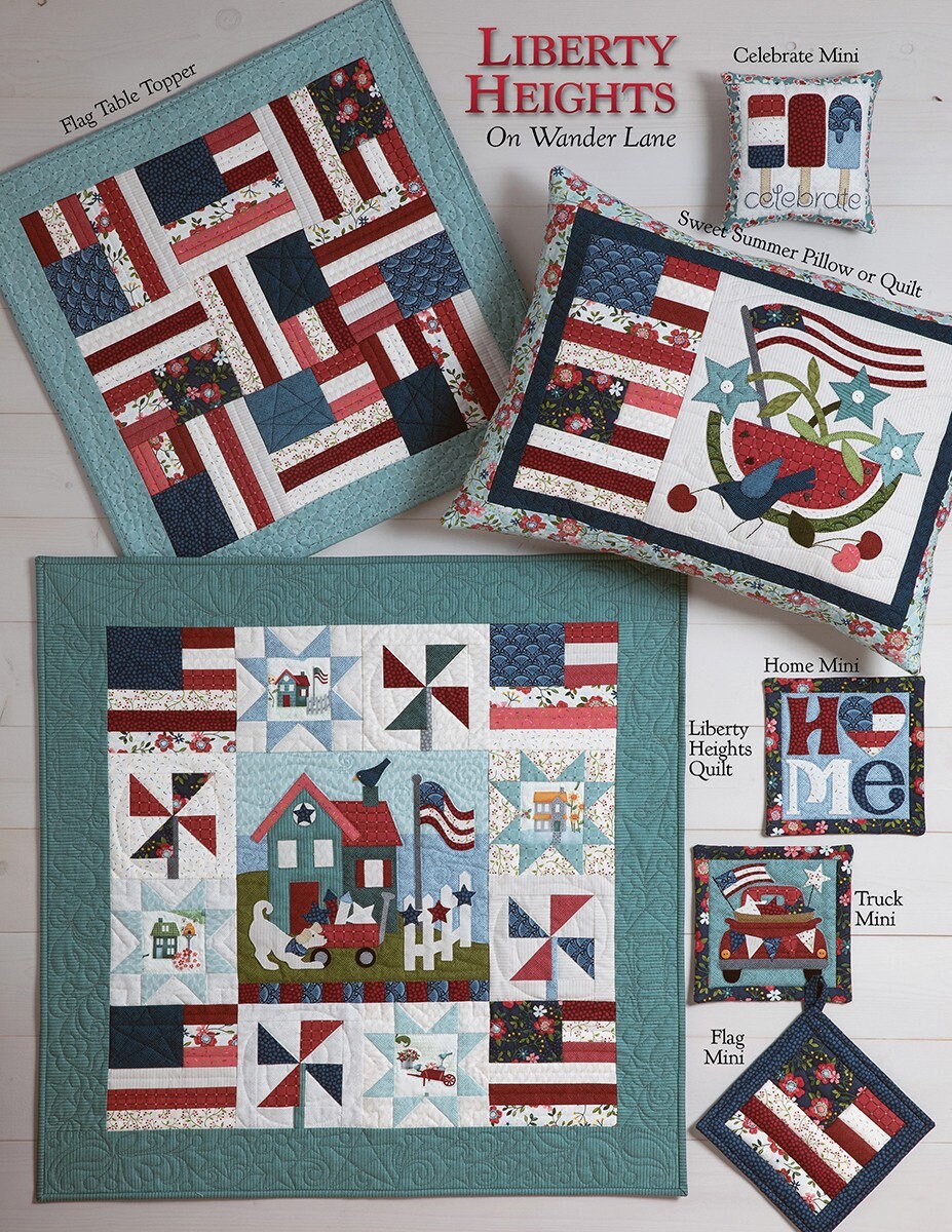 Liberty Trail On Wander Lane Quilt Pattern Projects Book 7, Art to Heart ATH174P, Patriotic Sewing Quilting Projects Nancy Halvorsen