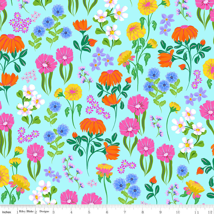 Splendid 5" Stacker, Riley Blake 5-14310-42, Bright Floral Fabric, 5" Inch Precut Charm Fabric Squares, Gabrielle Neil Design