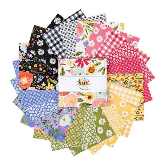 Flora No 6 Floral 5" Stacker, Riley Blake 5-14460-42, Spring Floral 5" Inch Precut Fabric Squares Stacker, Echo Park Paper