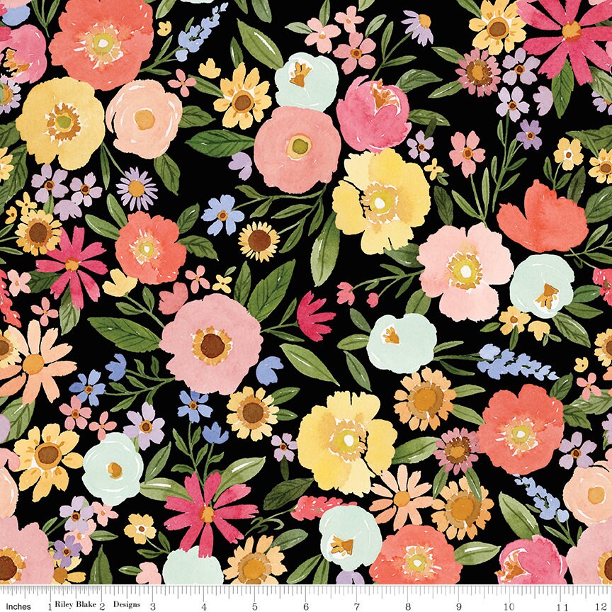 Flora No 6 10" Stacker, Riley Blake 10-14460-42, Spring Watercolor Floral Quilt Fabric Squares, Echo Park Paper Co