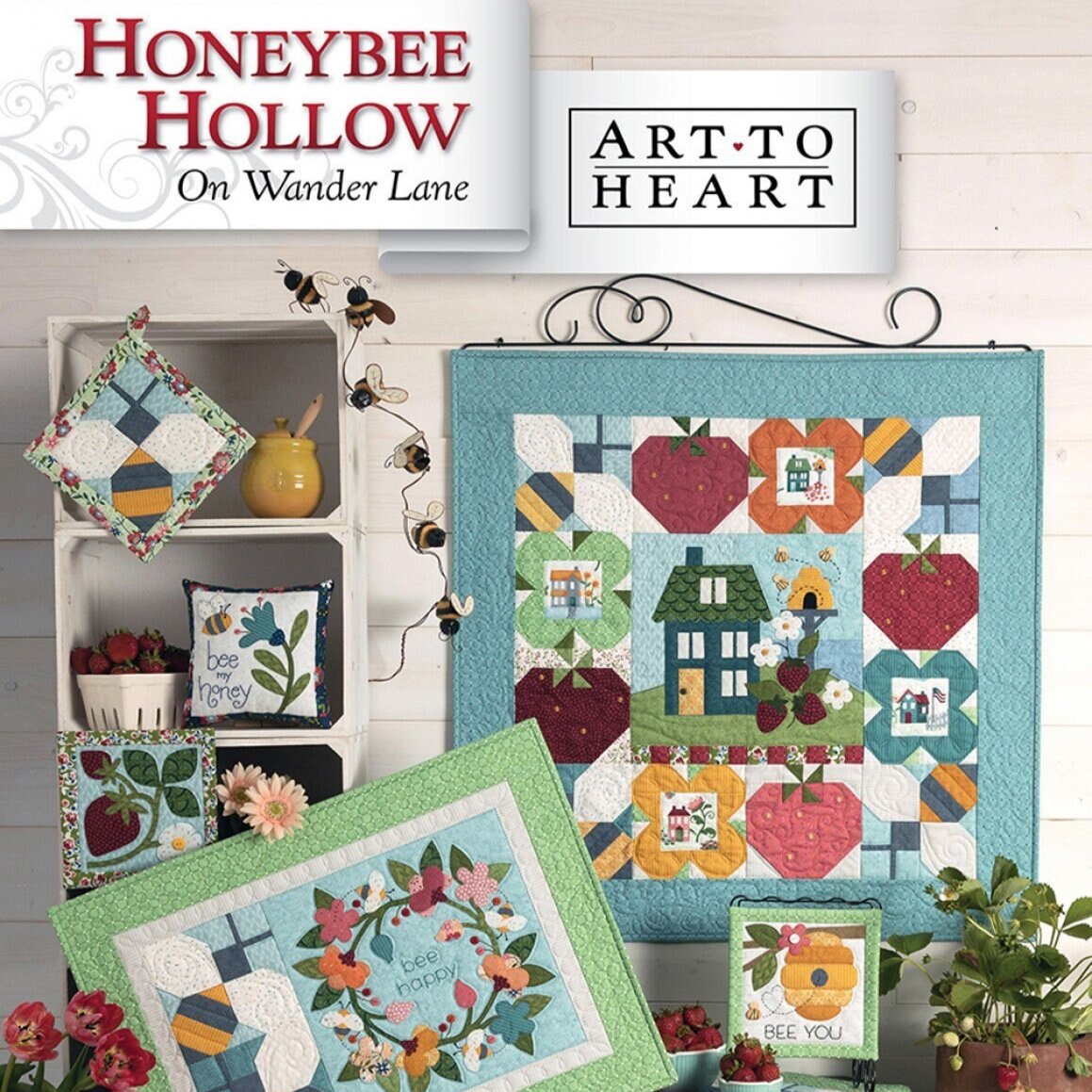 Honeybee Hollow On Wander Lane Quilt Pattern Projects Book 6, Art to Heart ATH173P, Spring Summer Sewing Quilting Projects Nancy Halvorsen