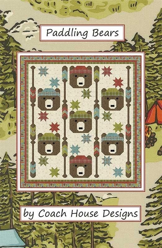 Paddling Bears Quilt Pattern, Coach House Designs CHD2321, Yardage Friendly, Bears Oars Lakehouse Outdoors Lap Throw Quilt Pattern