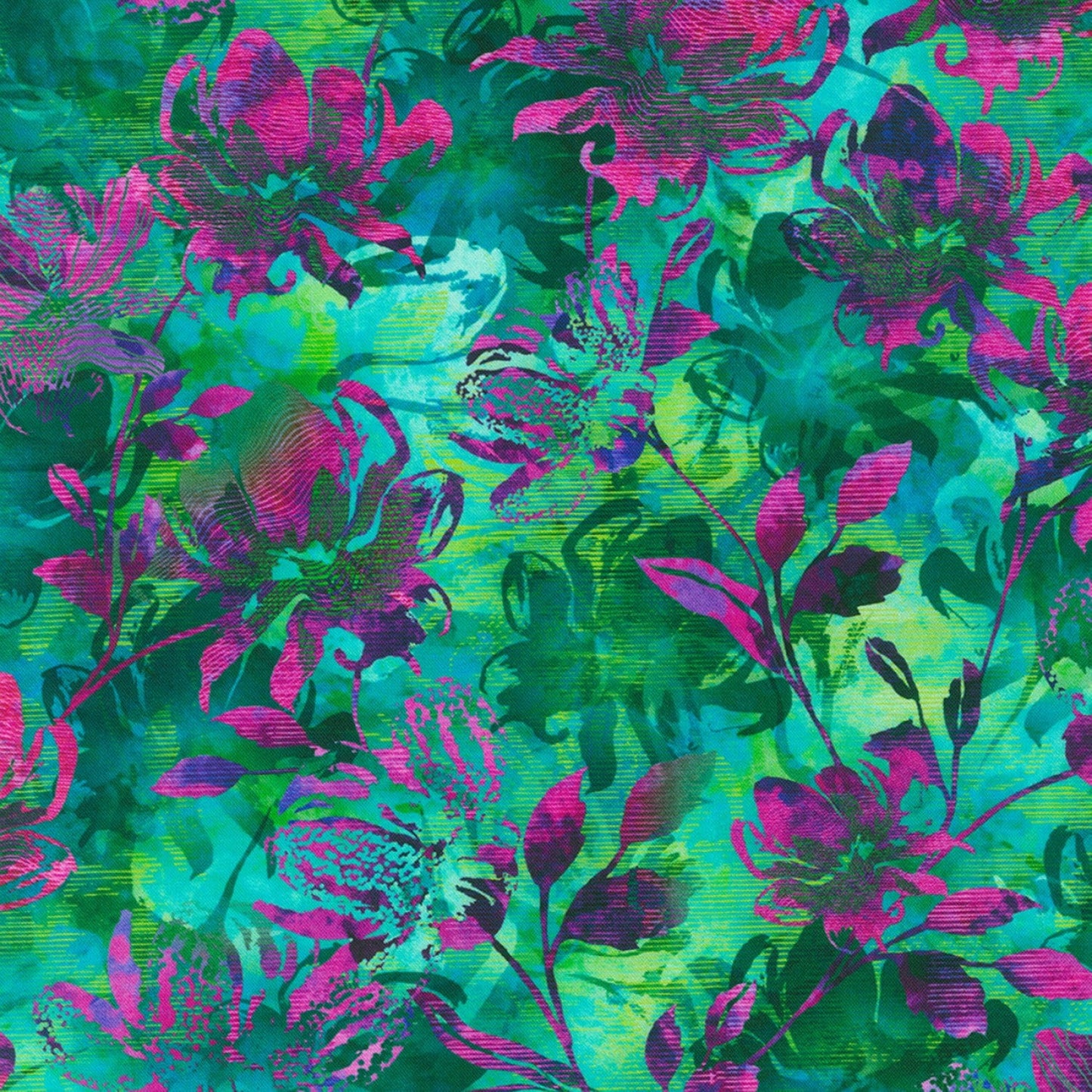 Wild Vista 20 Piece Fat Quarter Bundle, Robert Kaufman FQ-2059-20, Purple Green Floral Fabric, 18 x 22 Fabric Cuts