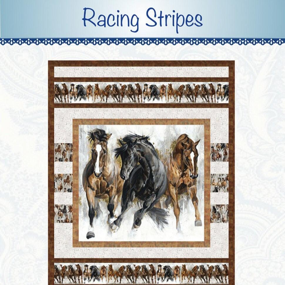 Racing Stripes Quilt Pattern, Bound to Be Quilting PTN3182, Horizontal Fabric Panel Friendly Throw Quilt Pattern, Panel Frame Pattern