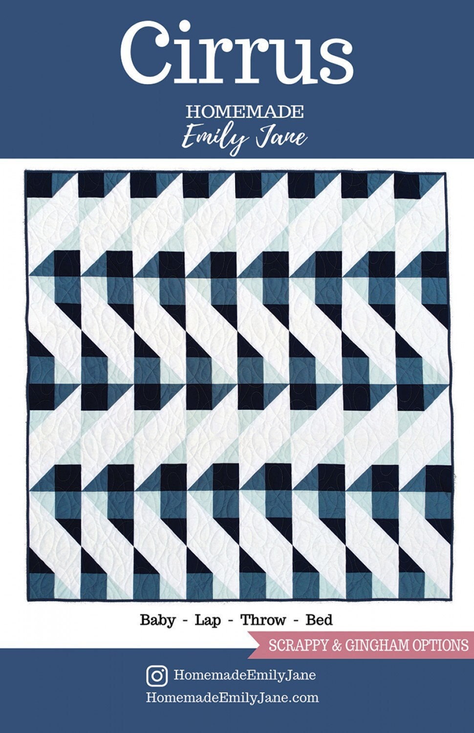 Cirrus Quilt Pattern, Homemade by Emily Jane HMEJ107, Fat Quarter FQ Scrap Friendly Contemporary Quilt Pattern