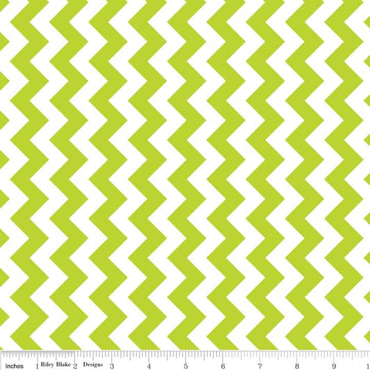 REMNANT 23" of Lime Green White Chevron 58" Wide Back Fabric, Riley Blake, Baby Lap Quilt Backing, Extra Wide Quilt Fabric