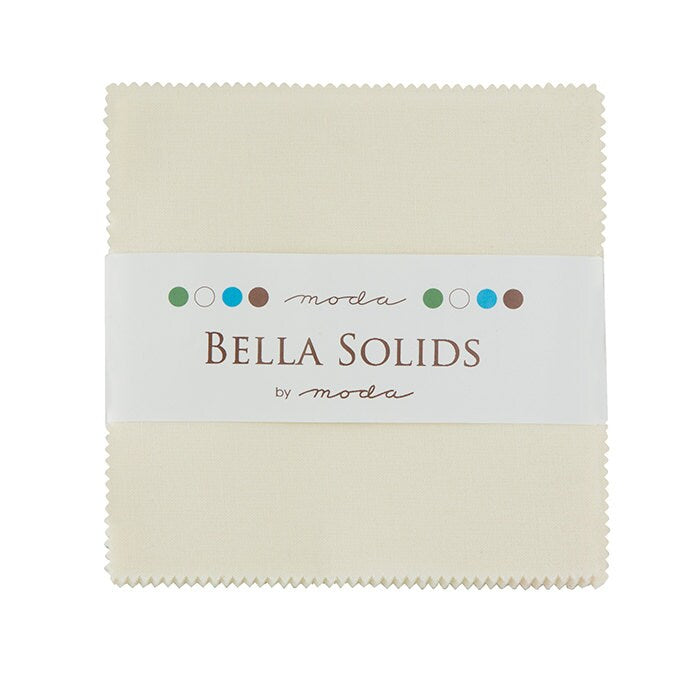 Bella Solids Ivory Charm Pack, Moda 9900PP 60, 5" Precut Quilt Fabric Squares, Solid Ivory Cream Charm Pack Fabric